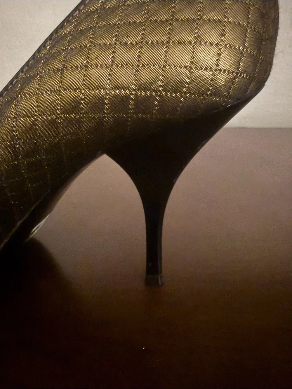 BCBG Quilted Metallic Gold Pointed-Toe Pumps